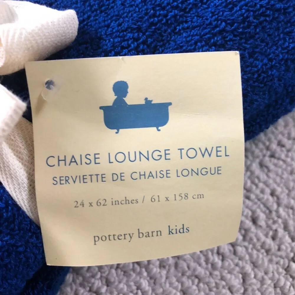 Pottery Barn Kids Chaise Lounge Towel Royal Blue Pool Beach NEW